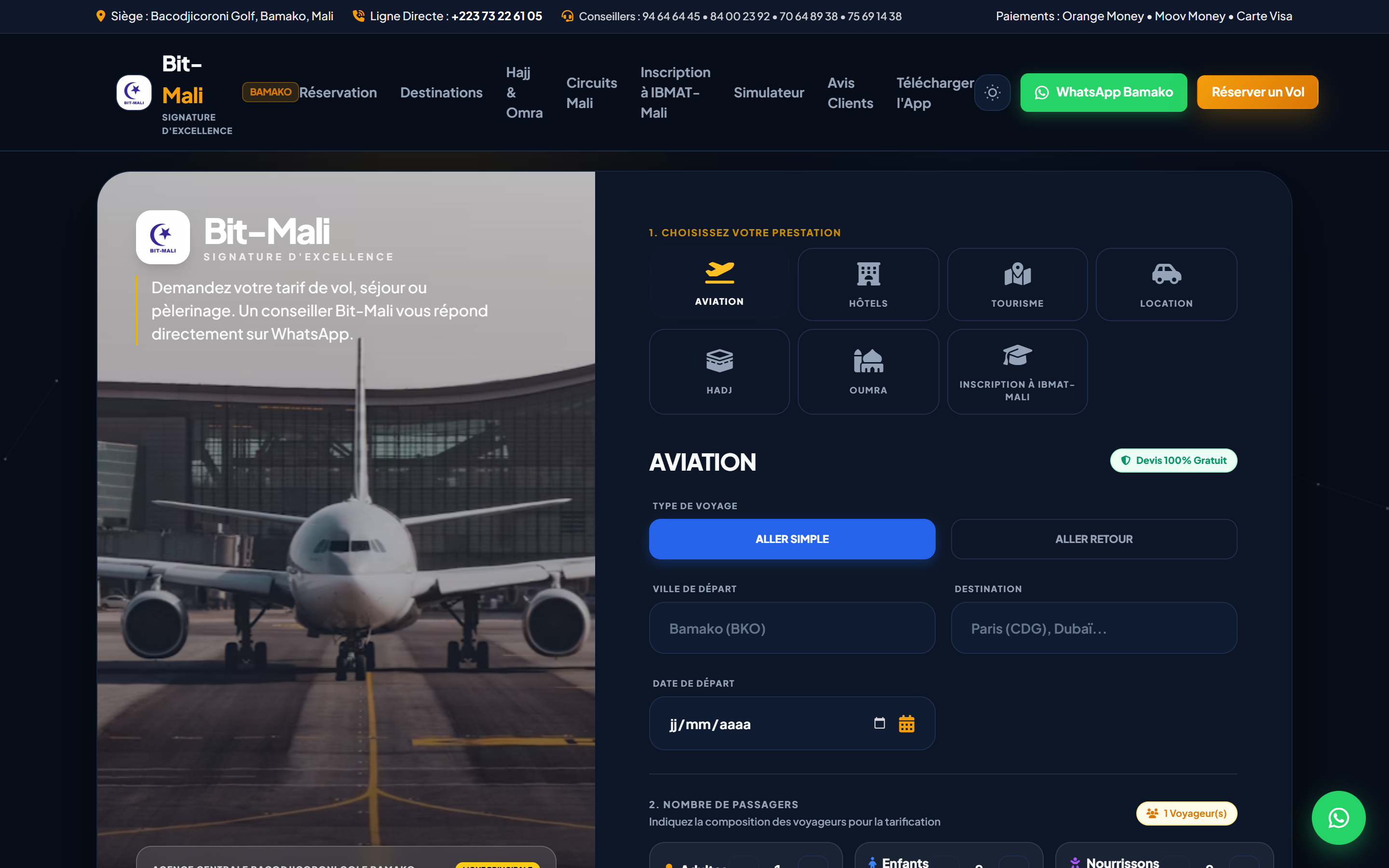 Capture d'écran Baya Travel (Bit-Mali) — Plateforme de Voyage & Billetterie Aérienne