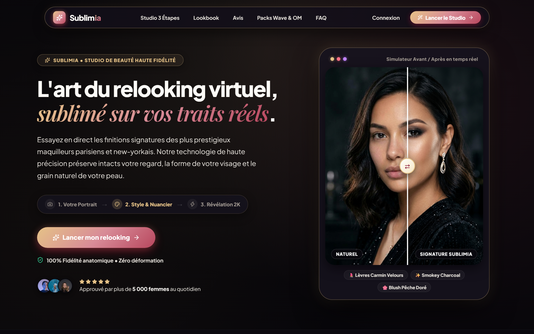 Capture d'écran Sublimia (Projet Maquillage) — Studio Virtuel Haute Définition par IA